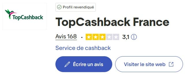 Avis Truspilot Topcashback